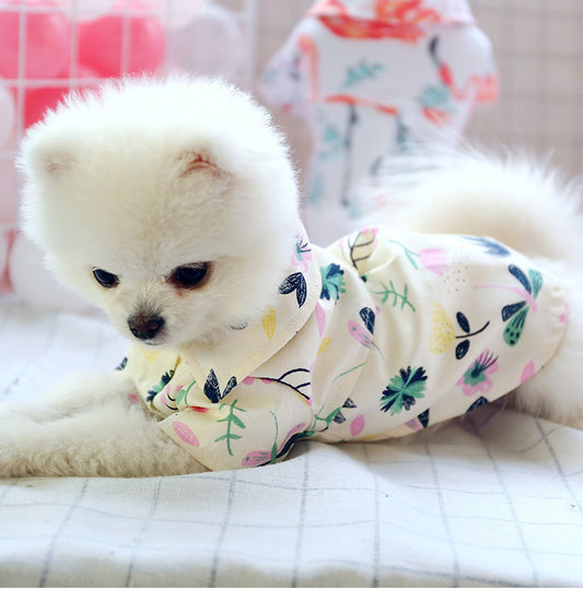 Tropical Tails Pet Shirt – Flamingo, Flower & Dragonfly Vibes! 🌺🦩🐾